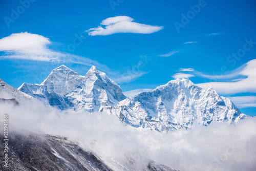 Beautiful snow mountain views on route to Everest Base Camp