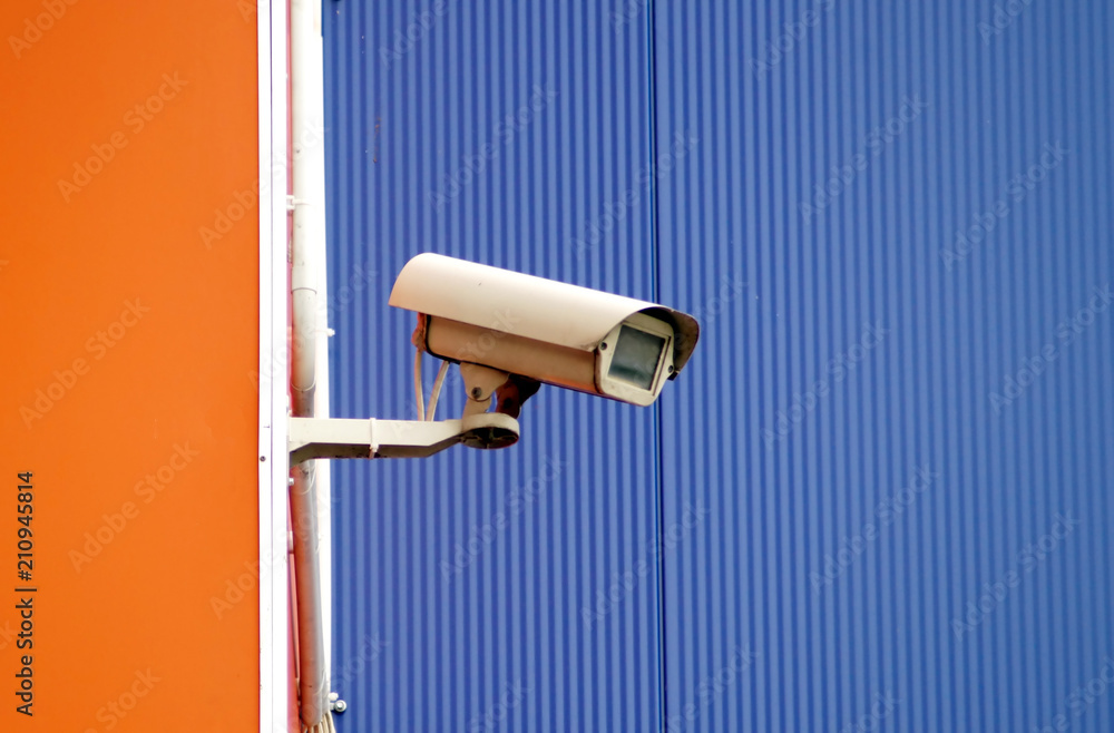 Camera surveillance on the wall of the building