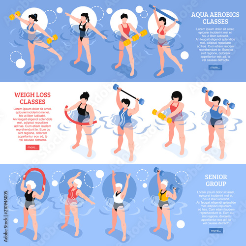 Aqua Aerobics Isometric Horizontal Banners