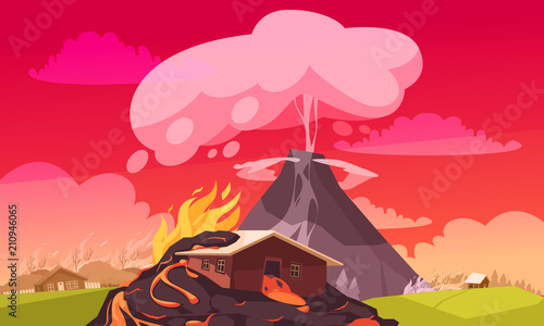 Volcanic Explosion Flat Composition 