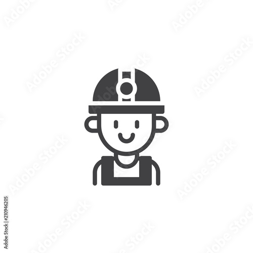 Engineer portrait vector icon. filled flat sign for mobile concept and web design. Construction worker in helmet simple solid icon. Symbol, logo illustration. Pixel perfect vector graphics