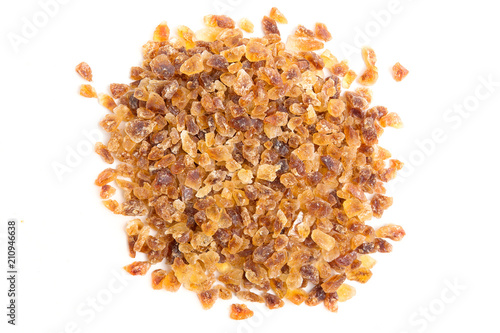 Brown sugar gravel crystals On a white background