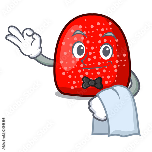 Waiter gumdrop mascot cartoon style