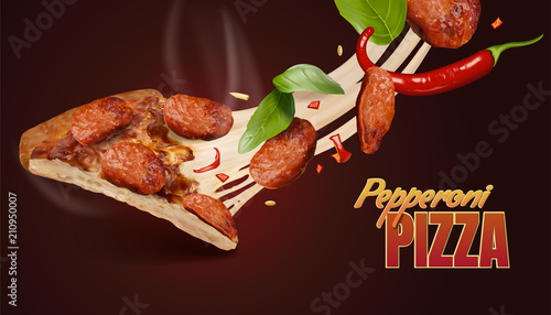 Pepperoni pizza with rich toppings