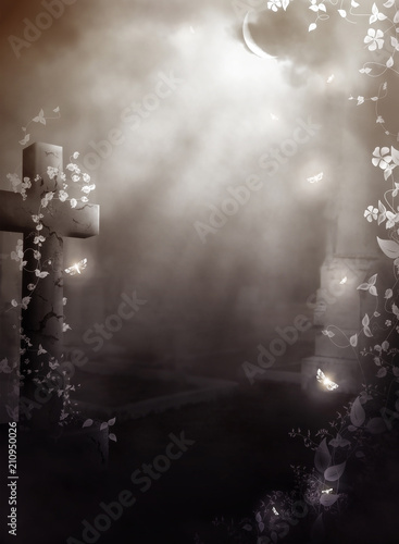 Wallpaper Mural moonlight sky night brown floral art background Torontodigital.ca