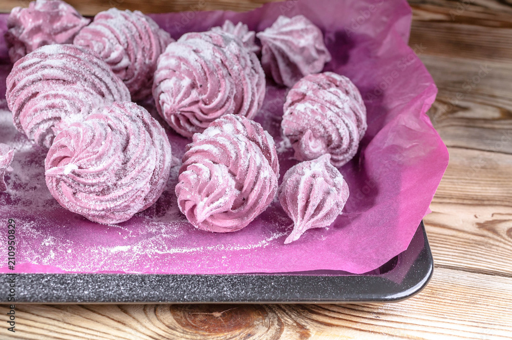 custom made wallpaper toronto digitalMarshmallow with blueberries. Delicious homemade zephyr on a wooden table.