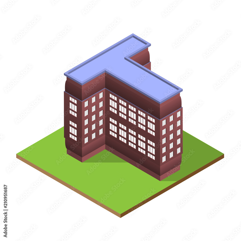 Isometric building letter T form
