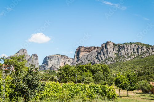 Panoramic view of the mountain from the town of Meteor Kalambaka in Greece © caocao191