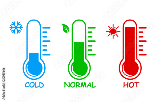 simple icon, Liquid Thermometer, cold normal and Hot