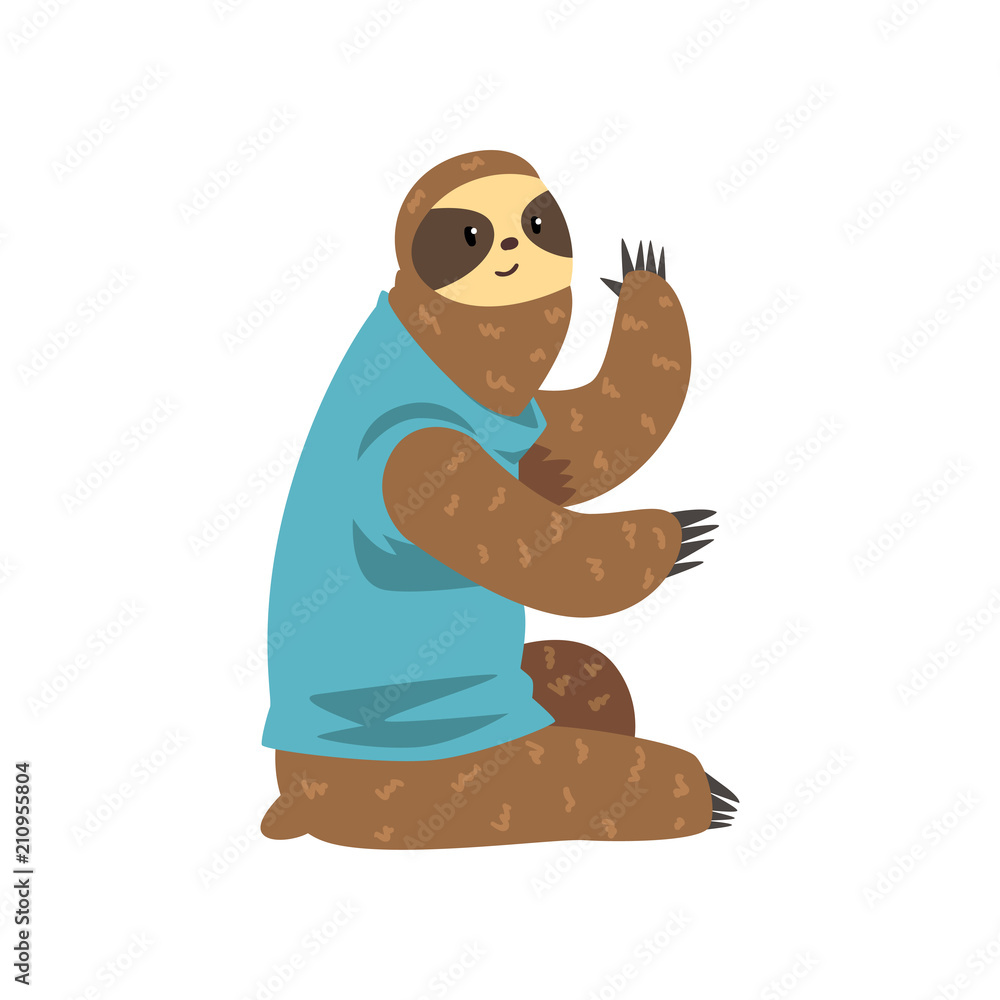 Cute sloth sitting, lazy exotic rainforest animal character vector Illustrations on a white background Cute sloth sitting, lazy exotic rainforest animal character vector Illustrations on a white background