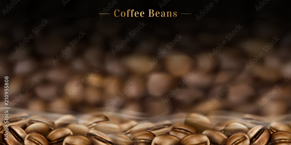 Hot coffee beans background - obrazy, fototapety, plakaty 
