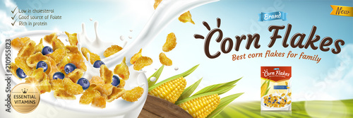 Delicious corn flakes ad photo