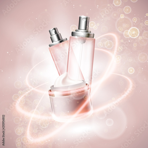 Cosmetics template for ads. Graphic concept for your design.