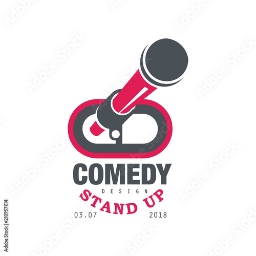 Comedy stand up show emblem with date vector Illustration on a white background