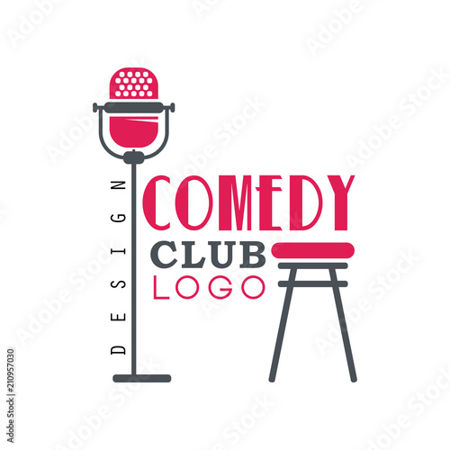 Comedy club logo design with retro microphone
