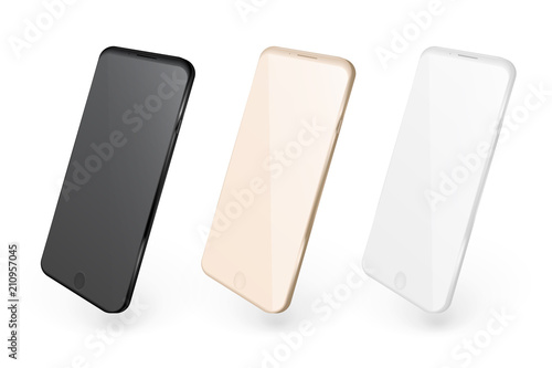 Realistic mobile phones. Smartphone illustration isolated on white background. Graphic concept for your design