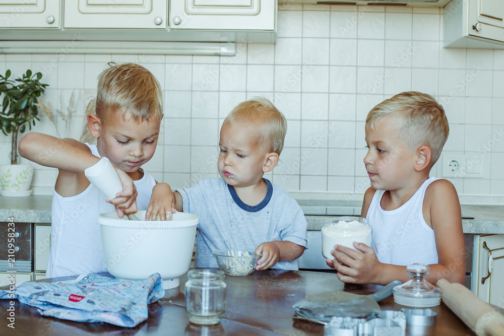 children baking cookies the in kitchen