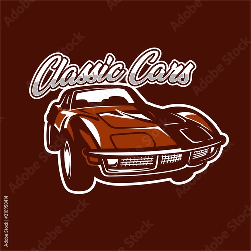 retro vintage classic car club logo illustration