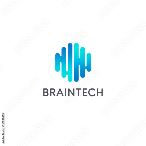 Creative brain abstract vector logo design template. Braintech. Vector illustration