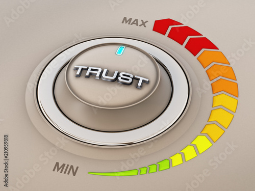 Canvastavla Vintage style control knob dial with trust word. 3D illustration