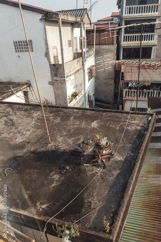 Slumz Rz Rooftops View of a slum rooftop in Vientiane Stock Photo | Adobe Stock