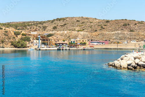 The ferry from Crete arrives Karave, the harbor on the island Gavdos  photo
