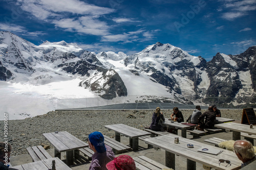 Piz Bernina and Visitors in Swiss. photo