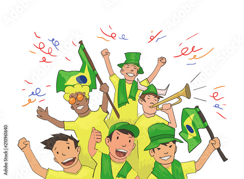 National football team supporters cheering for the players.