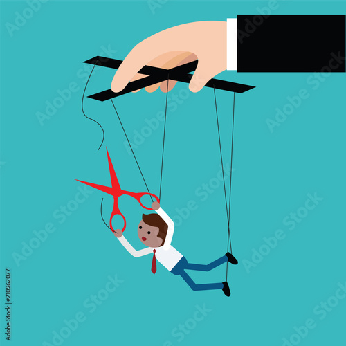 Businessman escaping a controlling boss