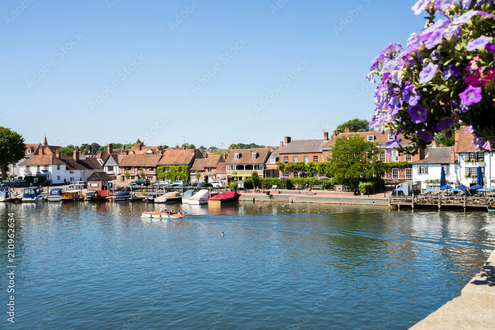 Skyline Of Henley On Thames In Oxfordshire UK With River Thames In Foreground