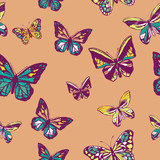 Infinite pattern of butterflies or insects or butterflies of insects.
