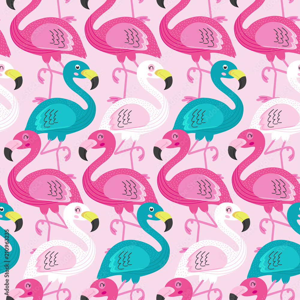 Fototapeta premium seamless pattern with beautiful flamingo - vector illustration, eps