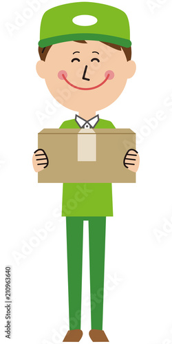 配達人の男性が荷物を運ぶ