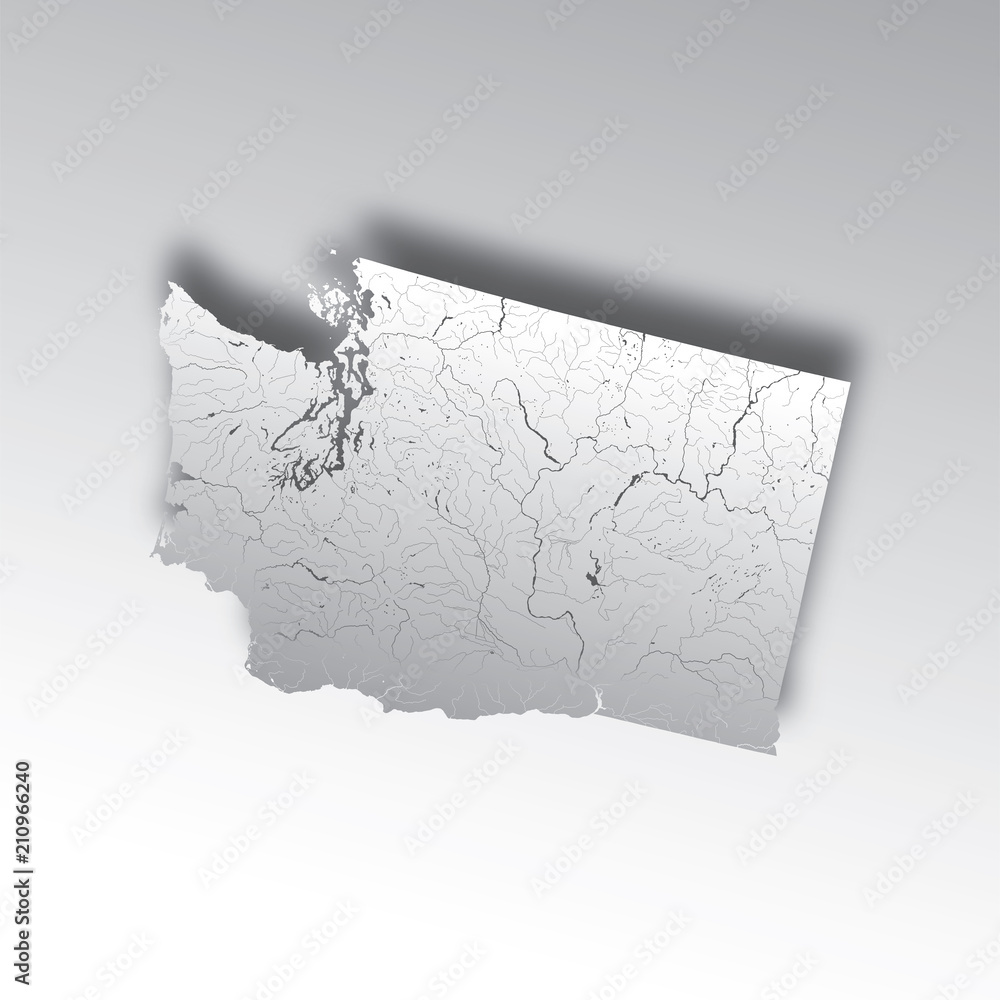 U.S. states - map of Washington with paper cut effect. Please look at ...