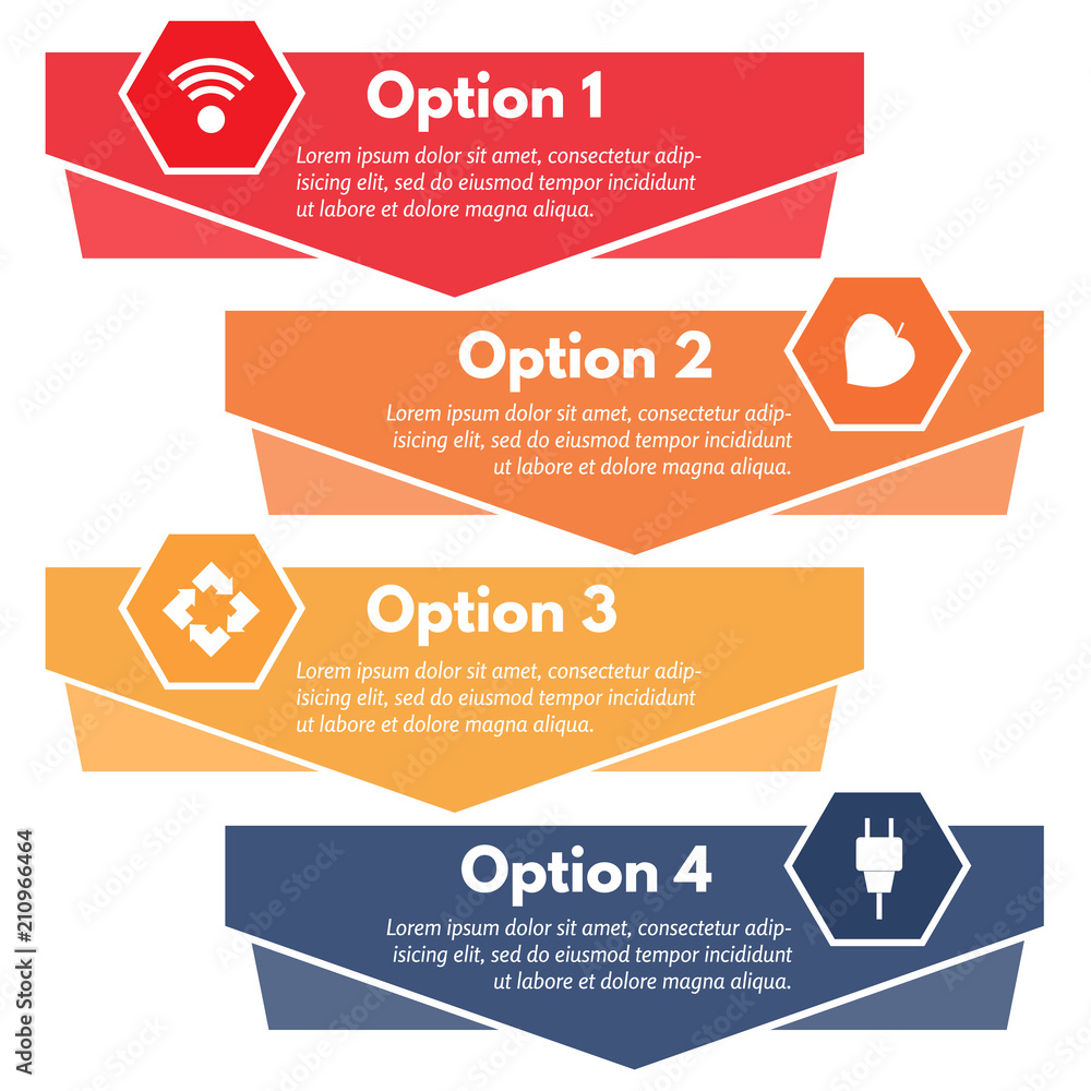 Fototapeta premium Four elements of infographic design with icons. Step by step infographic design template. Vector illustration