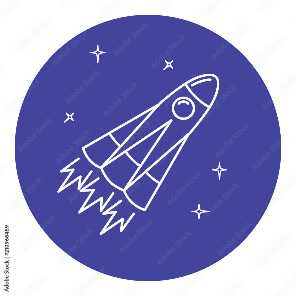 Rocket icon in thin line style