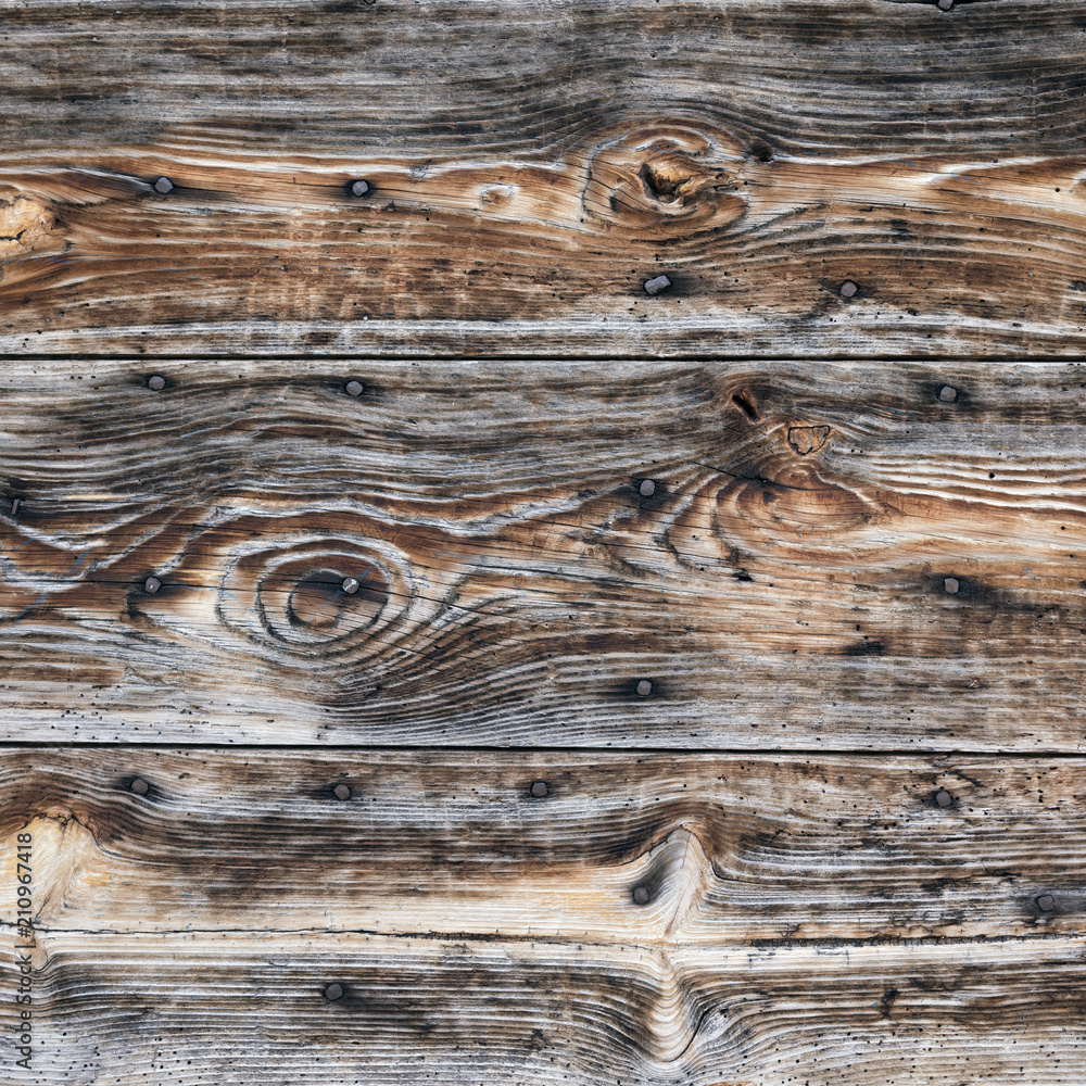 Naklejka premium closeup of old worn out black and brown wooden planks