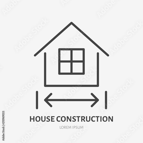 Country house flat line icon. Real estate sign. Thin linear logo for home repair, construction services.
