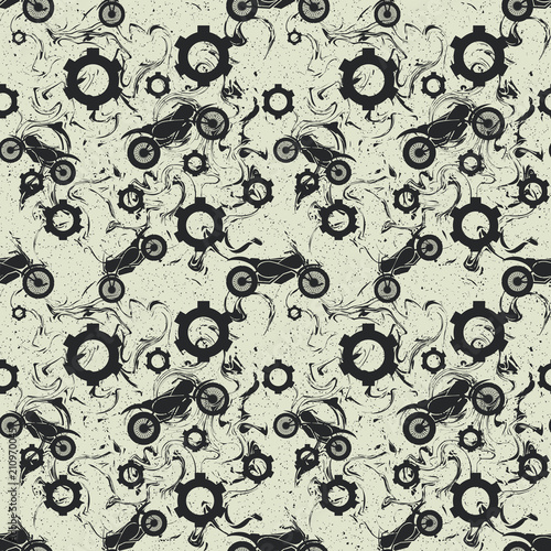 Motorcycles. Vector seamless pattern