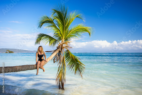 girl on the palm tree