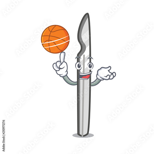 With basketball scalpel character cartoon style