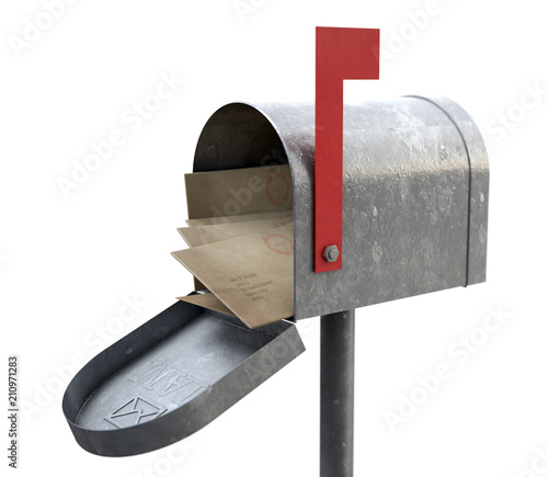 Retro Mail Box And Letter Stack photo