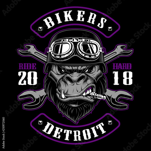 Gorilla Biker with crossed wrenches.