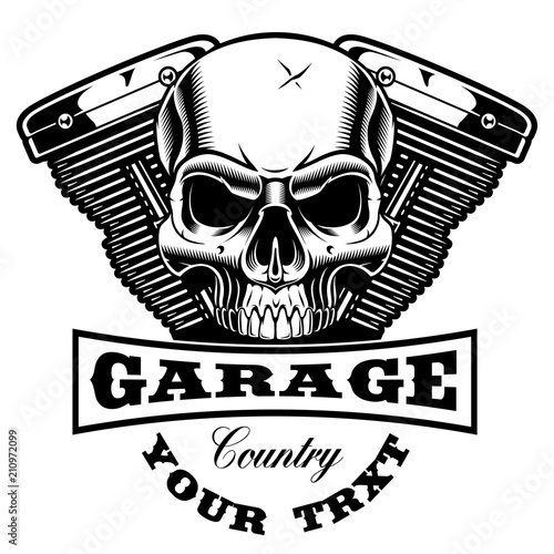 Motorcycle engine with skull