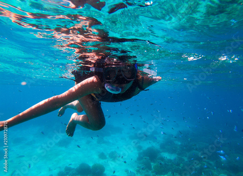 Young Woman Snorkelling in Cebu, Phillipines