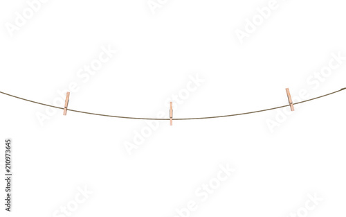 Foto rope with clothespin isolated 3d illustration