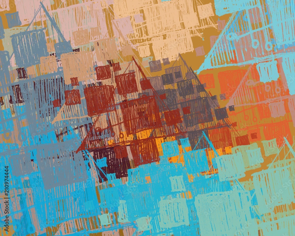 Naklejka premium Abstract painting on canvas. Hand made art. Colorful texture. Modern artwork. Strokes of fat paint. Brushstrokes. Contemporary art. Artistic background image.