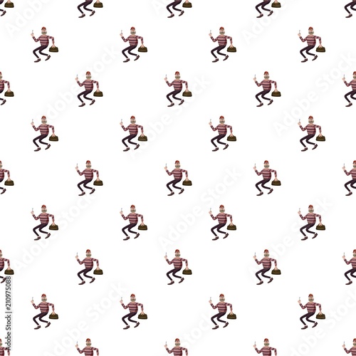 Robber pattern seamless repeat in cartoon style vector illustration