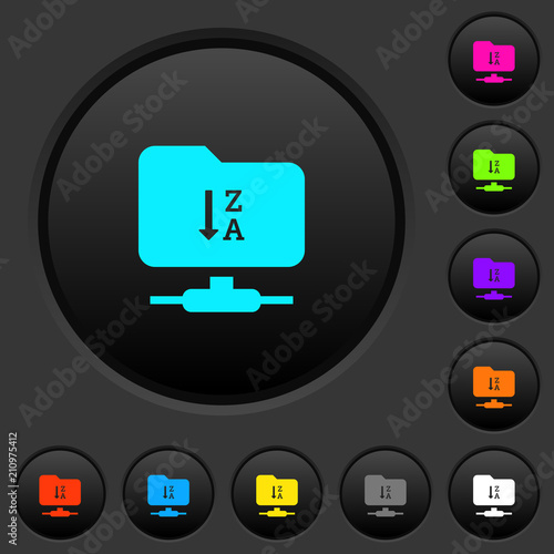 FTP sort descending dark push buttons with color icons