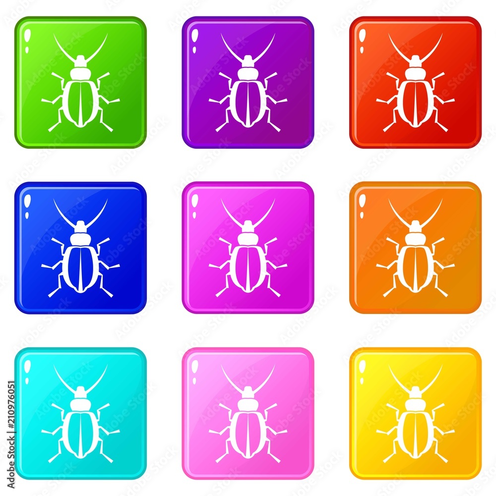 Fototapeta premium Beetle icons of 9 color set isolated vector illustration